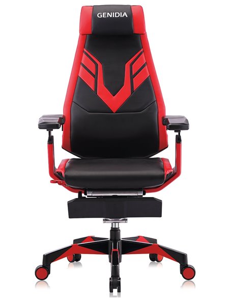 Крісло комп'ютерне GENIDIA GAMING (M-GN-BB-HAL-ML-RE), ергономічне, з підставкою для ніг