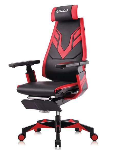 Крісло комп'ютерне GENIDIA GAMING (M-GN-BB-HAL-ML-RE), ергономічне, з підставкою для ніг