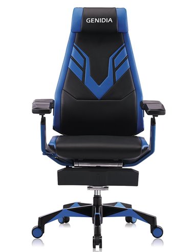 Кресло компьютерное GENIDIA GAMING (M-GN-BB-HAL-ML-BL), эргономичное, с подставкой для ног