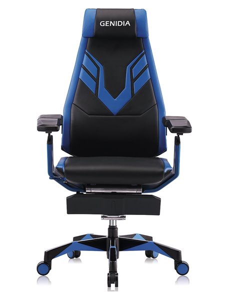 Кресло компьютерное GENIDIA GAMING (M-GN-BB-HAL-ML-BL), эргономичное, с подставкой для ног