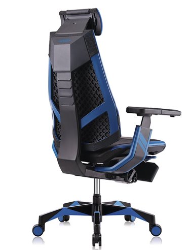 Кресло компьютерное GENIDIA GAMING (M-GN-BB-HAL-ML-BL), эргономичное, с подставкой для ног