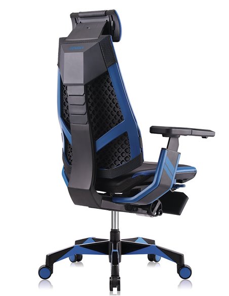 Кресло компьютерное GENIDIA GAMING (M-GN-BB-HAL-ML-BL), эргономичное, с подставкой для ног