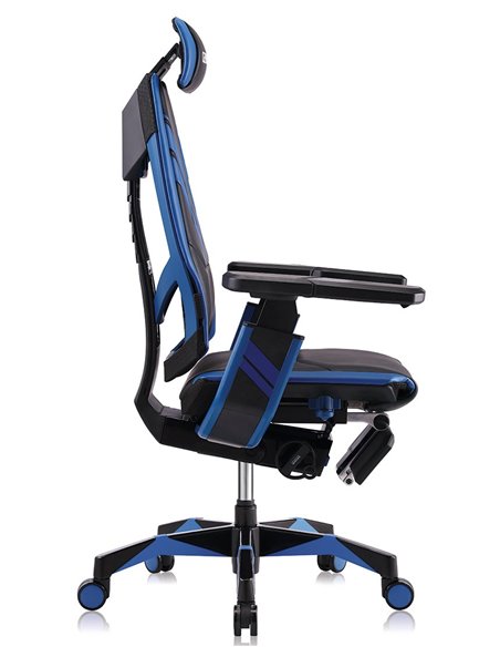 Кресло компьютерное GENIDIA GAMING (M-GN-BB-HAL-ML-BL), эргономичное, с подставкой для ног