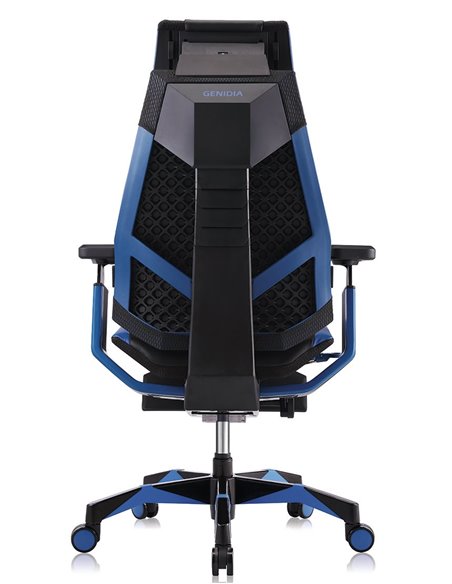 Кресло компьютерное GENIDIA GAMING (M-GN-BB-HAL-ML-BL), эргономичное, с подставкой для ног