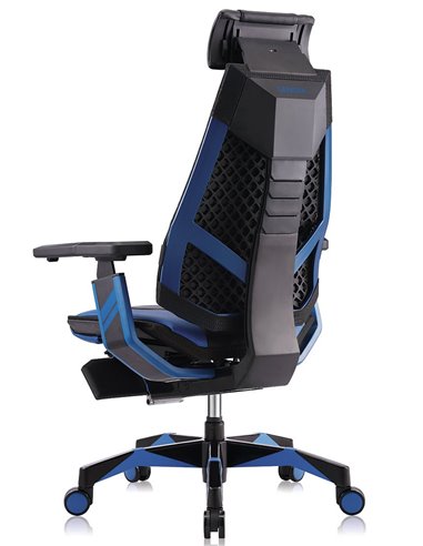 Кресло компьютерное GENIDIA GAMING (M-GN-BB-HAL-ML-BL), эргономичное, с подставкой для ног