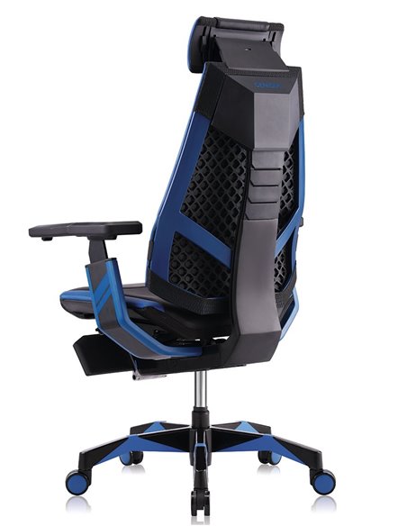 Кресло компьютерное GENIDIA GAMING (M-GN-BB-HAL-ML-BL), эргономичное, с подставкой для ног