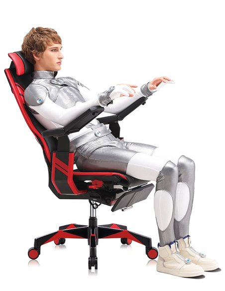 Кресло компьютерное GENIDIA GAMING (M-GN-BB-HAL-ML-BL), эргономичное, с подставкой для ног
