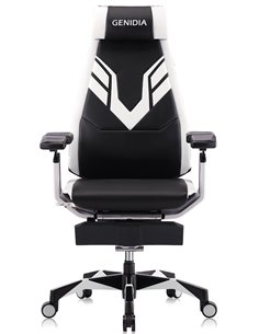 Кресло компьютерное GENIDIA GAMING (M-GN-BB-HAL-ML-WT), эргономичное, с подставкой для ног 2