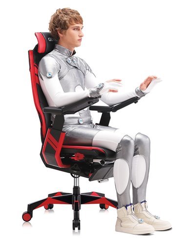 Кресло компьютерное GENIDIA GAMING (M-GN-BB-HAL-ML-WT), эргономичное, с подставкой для ног