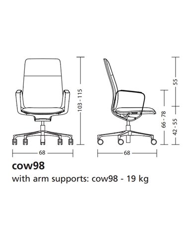 Кресло KLOBER CONWORK COW98, кожаное, для руководителя, переговоров