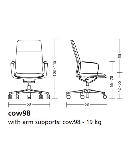 Кресло KLOBER CONWORK COW98, кожаное, для руководителя, переговоров