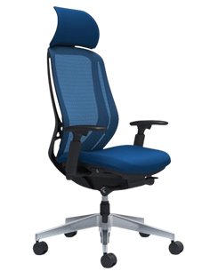 Кресло OKAMURA SYLPHY EXTRA HIGH BLACK (MEDIUM BLUE) для руководителя
