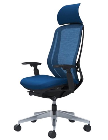 Кресло OKAMURA SYLPHY EXTRA HIGH BLACK (MEDIUM BLUE) для руководителя