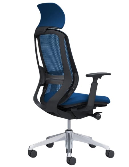 Кресло OKAMURA SYLPHY EXTRA HIGH BLACK (MEDIUM BLUE) для руководителя