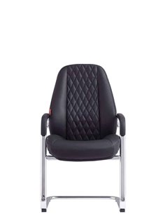 Кресло F385 BL для посетителя, черное, кожаное 2