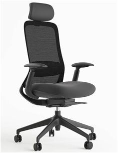 Кресло KRESLALUX BELLA HD DARK GREY, эргономичное, с подголовником