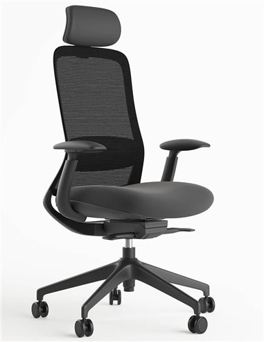 Кресло KRESLALUX BELLA HD DARK GREY, эргономичное, с подголовником