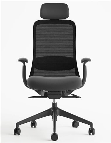 Кресло KRESLALUX BELLA HD DARK GREY, эргономичное, с подголовником