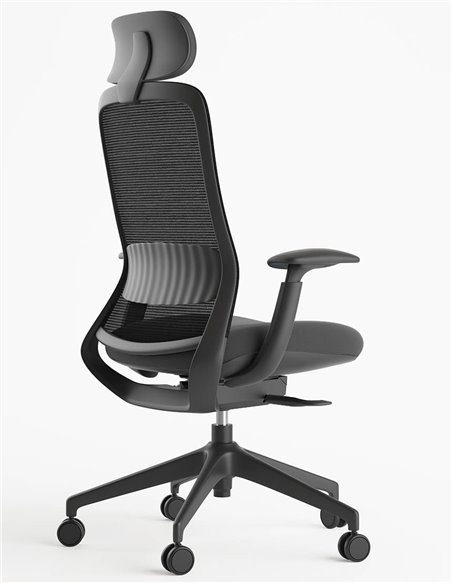 Кресло KRESLALUX BELLA HD DARK GREY, эргономичное, с подголовником