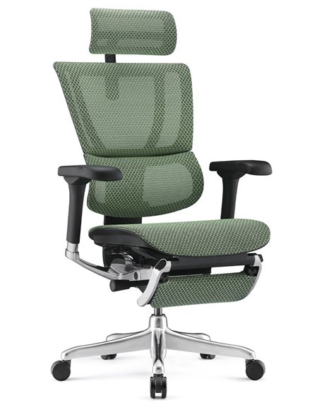Кресло MIRUS-IOO 2 (IOOE2-AB-HAM-5D-L-LMT, СЕТКА Т-168-B6-GREEN), эргономичное, с подставкой под ноги