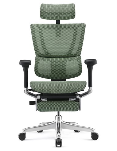 Кресло MIRUS-IOO 2 (IOOE2-AB-HAM-5D-L-LMT, СЕТКА Т-168-B6-GREEN), эргономичное, с подставкой под ноги