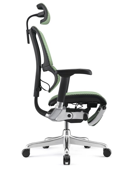 Кресло MIRUS-IOO 2 (IOOE2-AB-HAM-5D-L-LMT, СЕТКА Т-168-B6-GREEN), эргономичное, с подставкой под ноги