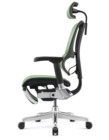 Кресло MIRUS-IOO 2 (IOOE2-AB-HAM-5D-L-LMT, СЕТКА Т-168-B6-GREEN), эргономичное, с подставкой под ноги