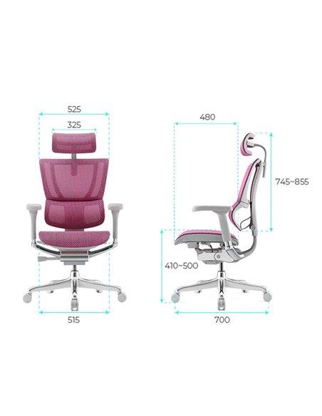 Кресло MIRUS-IOO 2 (IOOE2-AG-HAM-5D-L, СЕТКА Т-168-B5-PINK), ергономичное