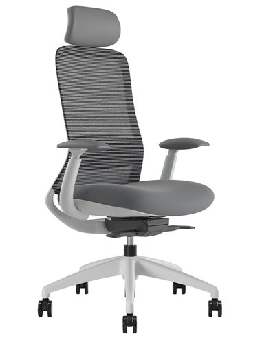 Кресло KRESLALUX BELLA WS HD LIGHT GREY, эргономичное, с подголовником