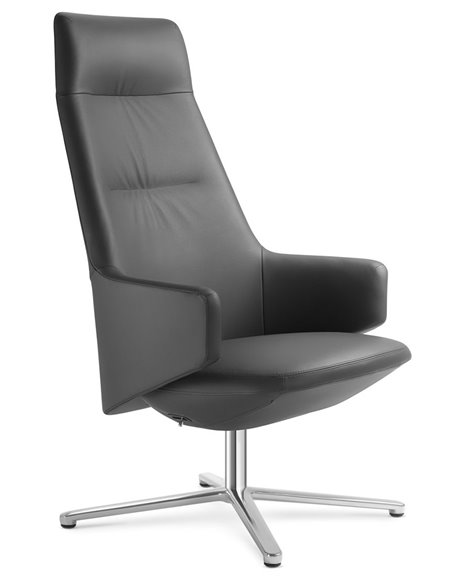 Кресло LD SEATING MELODY LOUNGE ML-XL-FR, N6 кожаное, с высокой спинкой