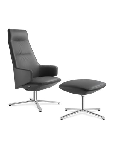 Кресло LD SEATING MELODY LOUNGE ML-XL-FR, N6 кожаное, с высокой спинкой