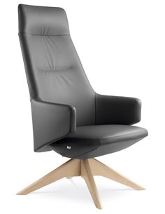 Кресло LD SEATING MELODY LOUNGE ML-XL-FR, FW кожаное, с высокой спинкой