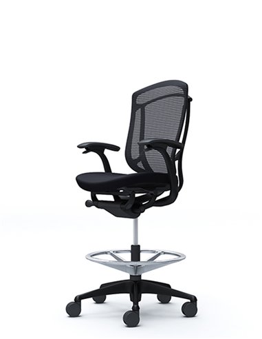 Кресло OKAMURA CONTESSA SECONDA HIGH BLACK, с подставкой для ног