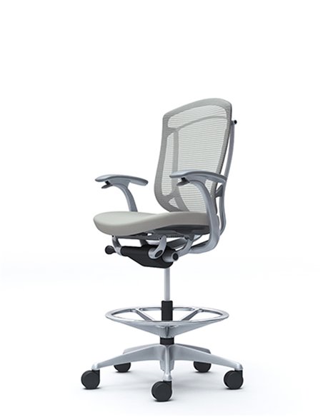 Кресло OKAMURA CONTESSA SECONDA HIGH SILVER, с подставкой для ног