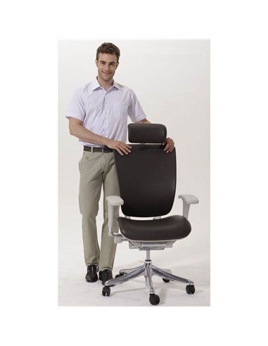 Крісло EXPERT SPRING LEATHER (SPL01-G) для керівника, ергономічне, чорна шкіра