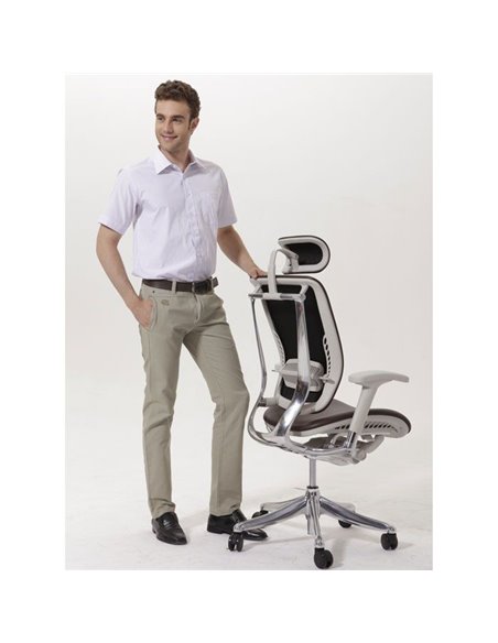Крісло EXPERT SPRING LEATHER (SPL01-G) для керівника, ергономічне, чорна шкіра